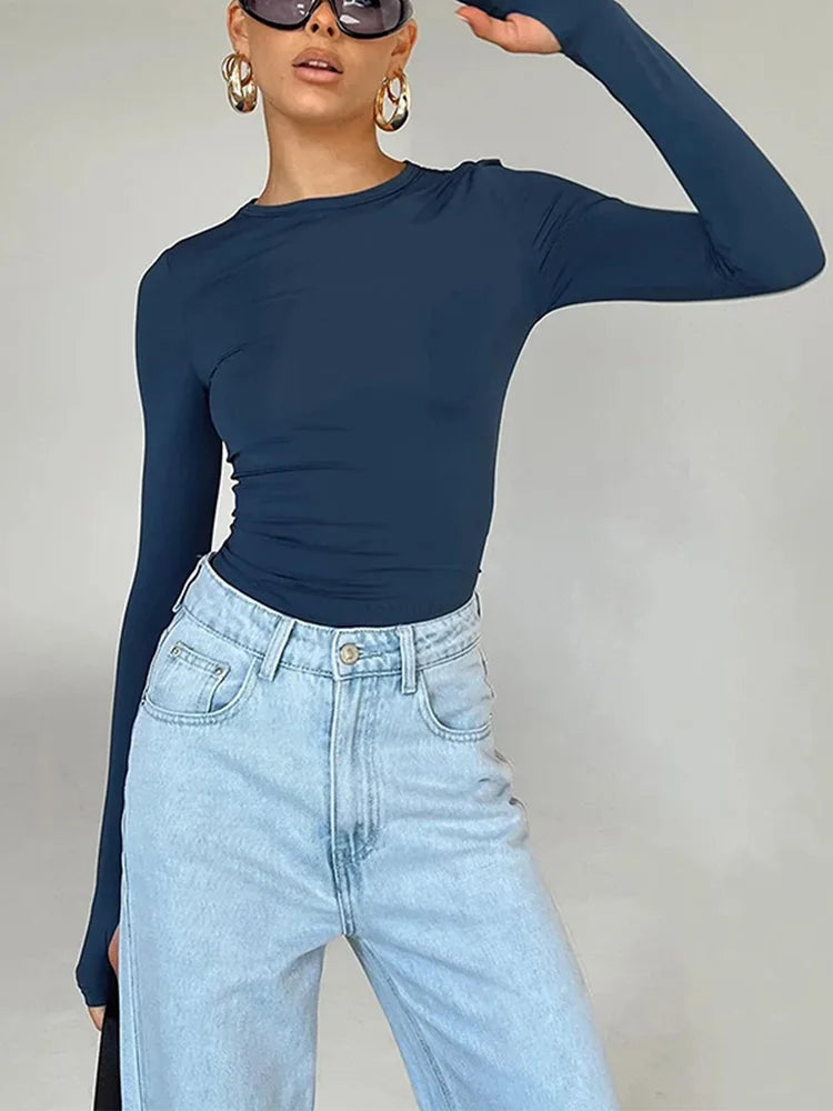 DailyVibe Womens Long Sleeve Crop Tops