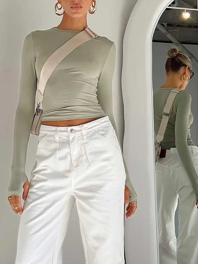 DailyVibe Womens Long Sleeve Crop Tops